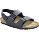 BIRKENSTOCK sandalo MILANO 634513 Birko Flor Nubuck BASALT 3 fibbie regolabili