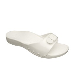 SCHOLL zoccoli ciabatte gomma SUN BIANCO plantare Biomechanics antiscivolo mare spa piscina 1 fibbia 