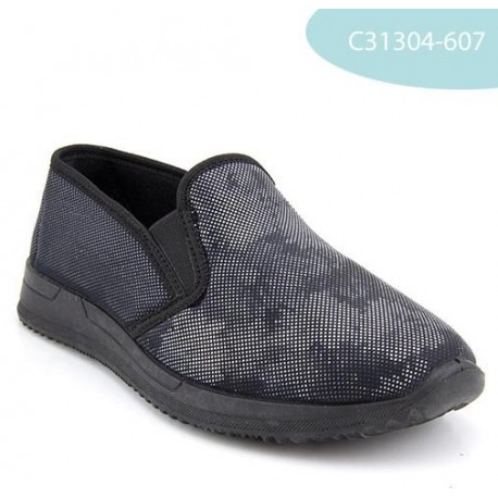 MEDIMA scarpe elasticizzate RANIA 31304 pantofole mocassini tessuto elastico NERO FIORATO