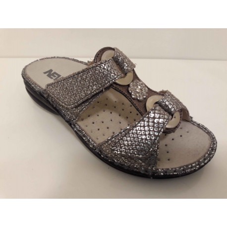 NEWSAN Ciabatte donna 564 predisposta plantare estraibile 2velcri BLUETTE ARGENTO