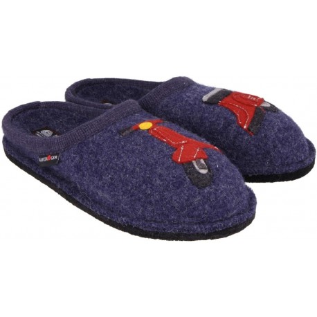 HAFLINGER pantofole FLAIR ROLLER JEANS 313067 lana cotta fondo feltro antiscivolo