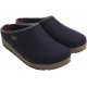 HAFLINGER pantofole uomo KRIS MITTELBLAU 711056 BLU feltro di lana cotta fondo sughero gomma 
