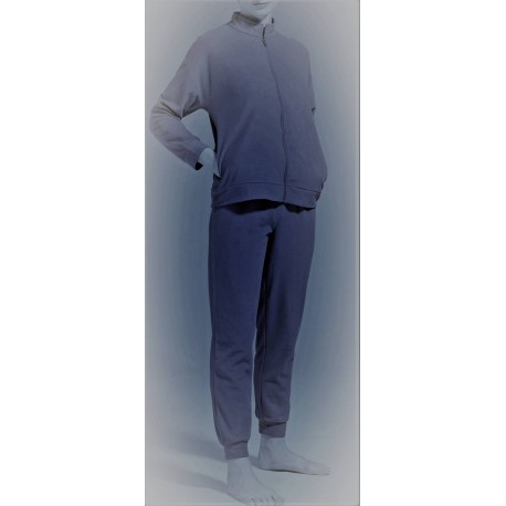 RAGNO Tuta Pigiama D556N7 aperto con cerniera zip tasche collo a polo in pile BLU NOTTE
