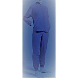 RAGNO Tuta Pigiama D556N7 aperto con cerniera zip tasche collo a polo in pile CELESTE CARTA ZUCCHERO