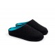 LOWENWEISS pantofole ciabatte feltro lana EASY tirolesi plantare estraibile ANTRACITE/BLU FLUO bicolore
