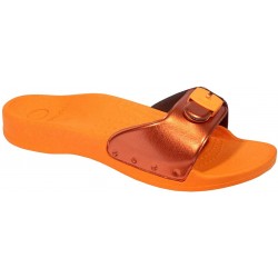 SCHOLL zoccoli ciabatte gomma SUN ARANCIO plantare Biomechanics antiscivolo mare spa piscina 1 fibbia 