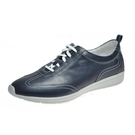 SANAGENS scarpe uomo pelle WASH 501 plantare estraibile lavabile lacci BLU NAVY