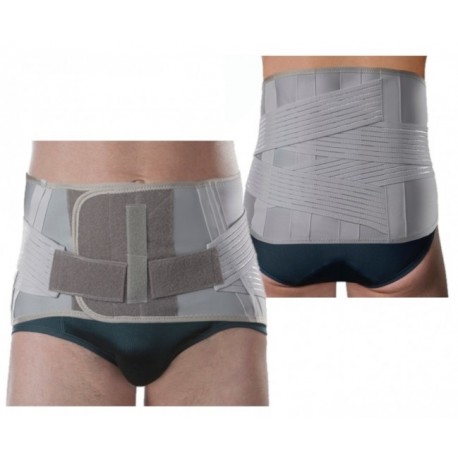 ORIONE busto LOMBO SACRALE stecche 3085 TIRANTI VELCRO tessuto elastico GRIGIO h. 27cm cintura lombare velcro