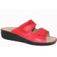 PODOLINE Ciabatte 2 fascie strappi FAENZA predisposte plantare estraibile ROSSO NAPPA pelle