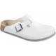 BIRKENSTOCK Ciabatte zoccoli BOSTON 060136 pelle antiscivolo supergrip WHITE BIANCO