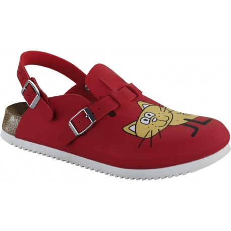 BIRKENSTOCK Ciabatte zoccoli CAT RED birko-flor antiscivolo cinturino GATTO RED ROSSO