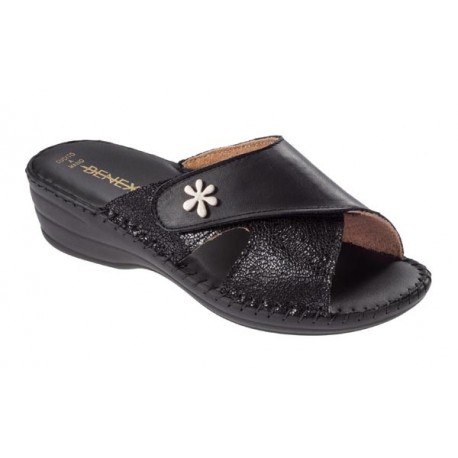 BENEXA ciabatte pelle strappo 8459 NERO morbido sottopiede plantare imbottito