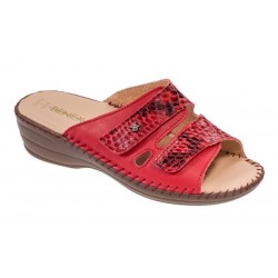 BENEXA ciabatte pelle 2 strappi 8465 ROSSO morbido sottopiede plantare imbottito