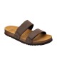 SCHOLL ciabatte uomo TYMEG 2 fasce con strappo MARRONE plantare BioPrint sughero fondo