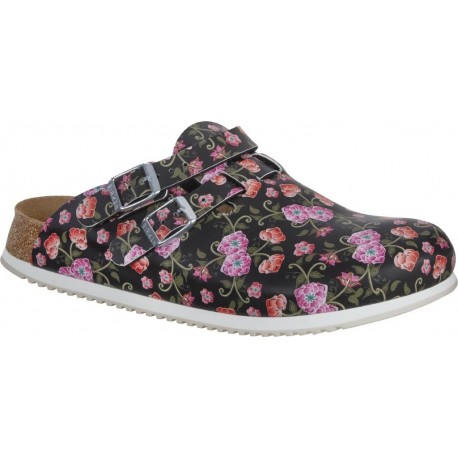 BIRKENSTOCK Ciabatte zoccoli KAY PROF 1016662 birko-flor antiscivolo cinturino BLOOMING ROSES BLACK