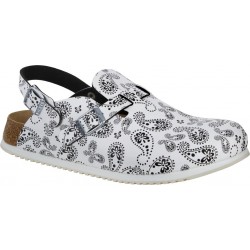 BIRKENSTOCK Ciabatte zoccoli KAY PROF 1016664 birko-flor antiscivolo cinturino PAISLEY BLACK/WHITE