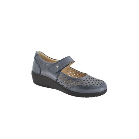 PODOLINE Scarpa sandalo traforato pelle CEREA predisposta plantare estraibile BLU PERLATO