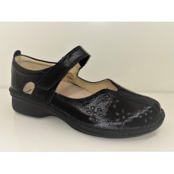 LOREN scarpe traforate sandali decolte M2313 plantare estraibile NERO LUX vernice