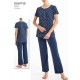 RAGNO pigiama cotone mezza manica D887N8 BLU MARGHERITE bottoni serafino 