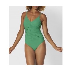 TRIUMPH costume intero senza ferretto CHARM ELEGANCE contenitivo VERDE arricciato cup C