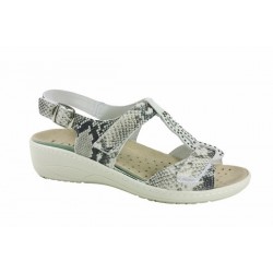 LOREN sandali pelle 2 strappi plantare estraibile M2775 BEIGE ROCCIA cinturino 