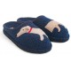HAFLINGER pantofole uomo DOGGY KAPITAN 313021 lana cotta BLU fondo feltro antiscivolo