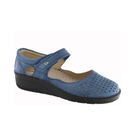 PODOLINE Scarpa sandalo traforato pelle TAGGIA 984 BLU predisposta plantare estraibile