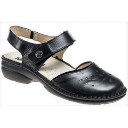 NEWSAN Scarpe sandali traforati pelle 488 NERO a strappo predisposta plantare estraibile