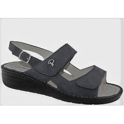 PODOLINE sandali pelle 2 strappi NIMIS predisposti plantare estraibile NERO NABUK 