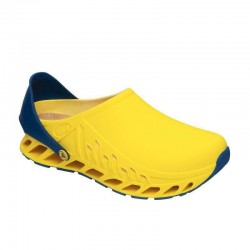 SCHOLL zoccolo professionale lavoro EVOFLEX GIALLO/BLU scarpa gomma cinturino plantare estraibile
