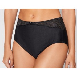 TRIUMPH slip vita alta MODERN LACE+COTTON MAXI dettagli pizzo cotone NERO