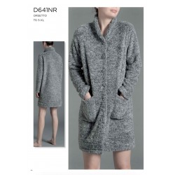 RAGNO Vestaglia corta D641NR aperta con bottoni tasche collo sciallato GRIGIO ORSETTO MELANGE