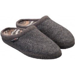 HAFLINGER pantofole unisex ALASKA MARBLE 61110004 ANTHRAZIT lana cotta suola feltro ANTRACITE