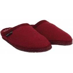 HAFLINGER pantofole unisex ALASKA MARBLE 61110042 PAPRICA lana cotta suola feltro ROSSO