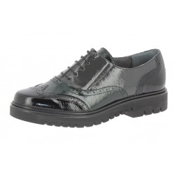 SANAGENS scarpe donna pelle/vernice lacci CASUAL PRED 1847 NERO/VERDE/GRIGIO plantare estraibile
