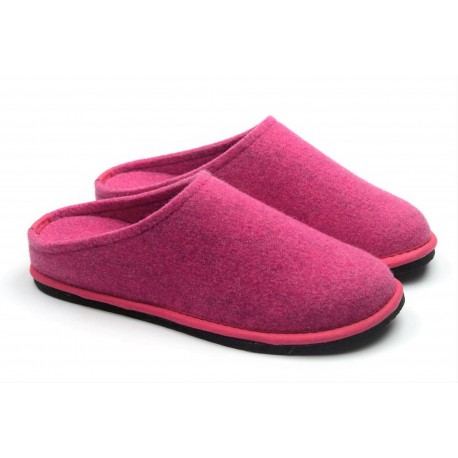 LOWENWEISS pantofole ciabatte feltro lana EASY EARTHLY tirolesi plantare estraibile FUXIA fondo gomma eva