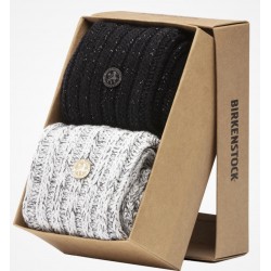 BIRKENSTOCK calzettoni corti 2 paia GIFT BOX XMAS calze donna lurex GIFTSET BLING grigio nero