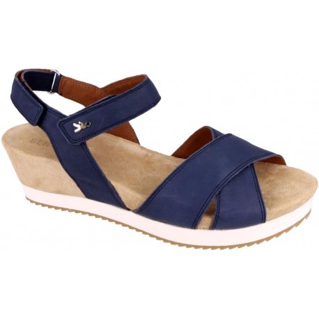 BENVADO sandalo zeppa pelle camoscio OLGA BLUETTE 37006003 regolabile strappi plantare