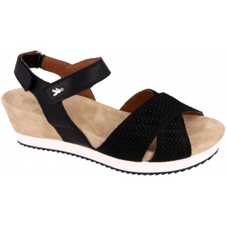 BENVADO sandalo zeppa pelle camoscio OLGA NERO 37006001 regolabile strappi plantare