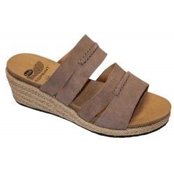 SCHOLL sabot zeppa paglia FILIA plantare Bioprint pelle scamosciata TAUPE