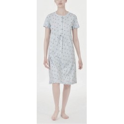 RAGNO Camicia da notte cotone mezza manica DC34NK FARFALLE GRIGIO bottoni serafino 