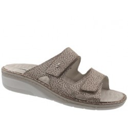 PODOLINE Ciabatte 2 fascie strappi ISORELLA predisposte plantare estraibile TIERRA BEIGE GLITTER