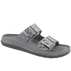 PODOLINE ciabatte donna QUARRATA plantare fisso in memory pelle 2 fibbie ARGENTO