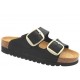 PODOLINE Ciabatte 2 fibbie pelle SABAUDIA plantare anatomico sughero NERO INGRASSATO