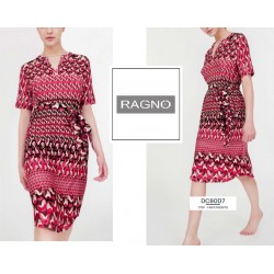 RAGNO Abito viscosa mezza manica DC80D7 cintura scollo v fantasia MAGENTA PASSITO