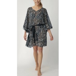 TRIUMPH copricostume CHARM ELEGANCE 2.0 KAFTAN chiffon leggero NERO ONDE con cintura
