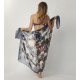 TRIUMPH copricostume BOTANICAL LEAF PAREO chiffon leggero BLU FIORI 180X135cm