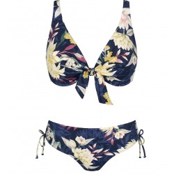 TRIUMPH costume bikini a vela con ferretto BOTANICAL LEAF W02+MIDI coppa C BLU FIORI