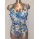 GOLDEN BEACH costume intero incrociato taglie forti 321 contenitivo CORALLI BIANCO BLU senza ferretto coppa C leggermente imbott