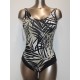 GOLDEN BEACH costume intero taglie forti 398 CORSICA contenitivo NERO PALME senza ferretto coppa C leggermente imbottite Made in